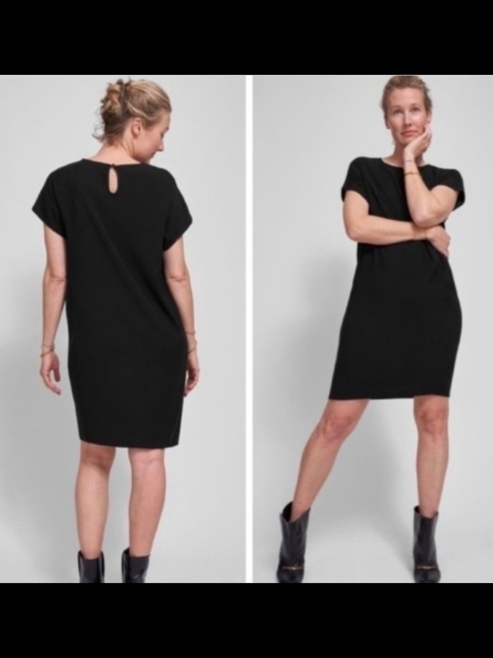 Universal Standard Black Short-Sleeve Isabelle Luce Dress Size M (18-20) NWTS